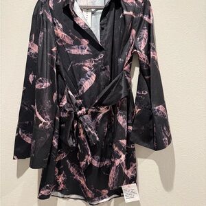 Topshop Black and Pink Midi Dress PTP 21”. Length 34”